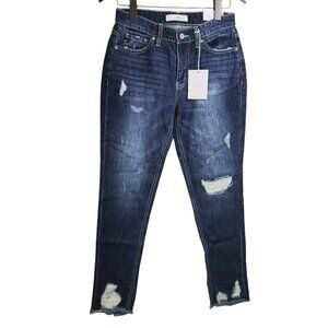 New KanCan Signature Mid-Rise Relaxed Stretch Jeans Womens Size 25 Dark Wash NWT